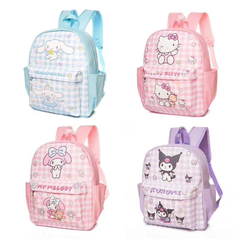 Sanrio Backpack Cute Cartoon My Melody Kuromi Pochacco Large Capacity Children's Light Leather School Bag Cinnamoroll Backpack