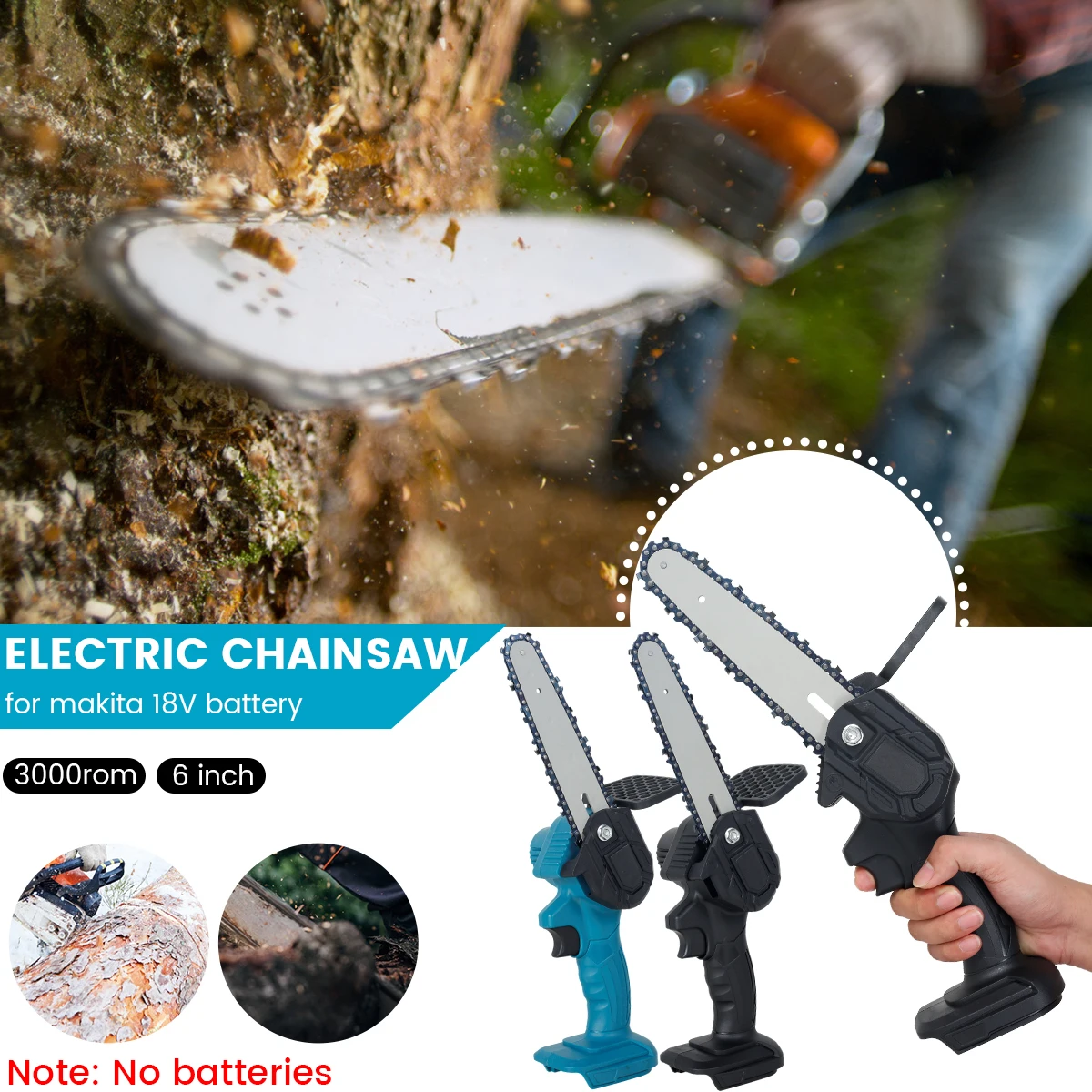 

Mini Chainsaw Cordless Chainsaw 6-Inch Handheld Small Chainsaw Electric Chainsaw Wear-Resistant Cutter Saw 18V Pruning Chainsaw