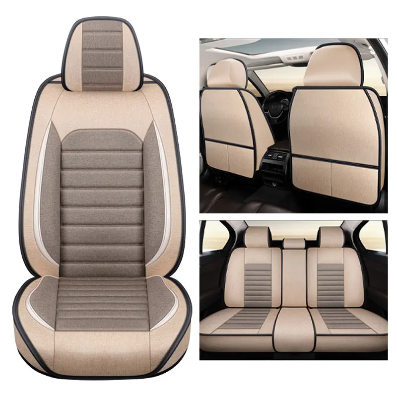 Полный комплект чехлов для автомобильных сидений дышащая льняная подушка пять