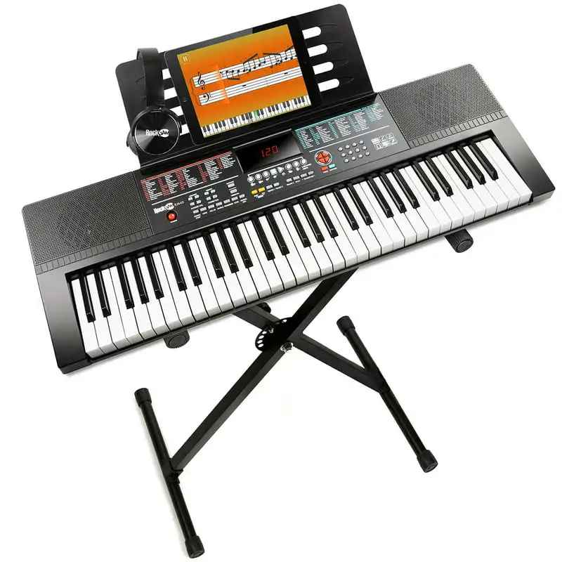 

Keyboard Piano Kit with Keyboard Stand, Sheet Music Stand, Piano Note Stickers & Lessons