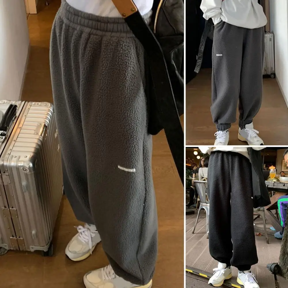 

Women Casual Wide Leg Shrinkable Pants Vintage High Waist Joggers Tech Pants Solid Elastic Hippie Streetwear Baggy Trousers