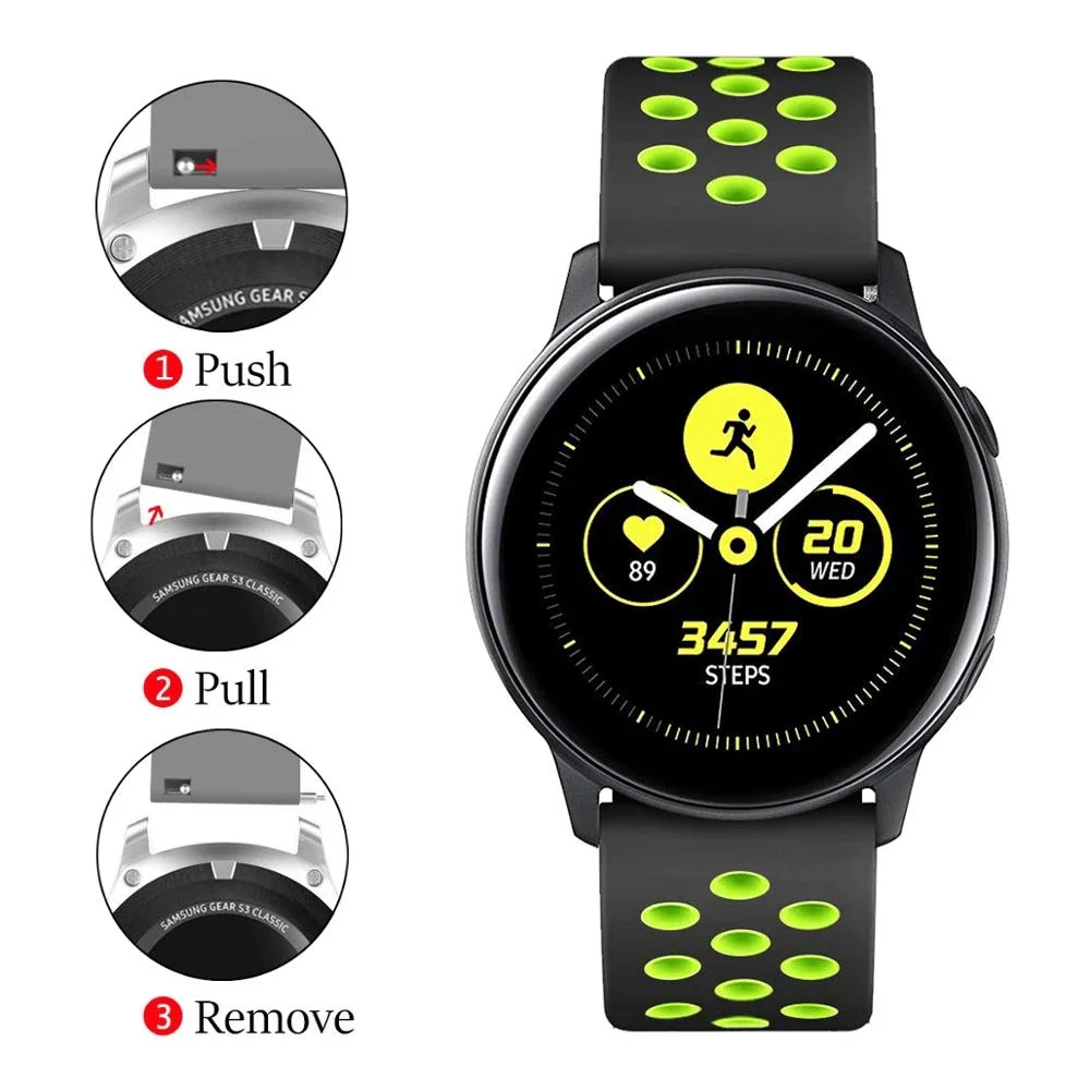 Фото Ремешок 20 мм 22 мм для часов Samsung Galaxy watch 3 45 мм/42 мм/Active-2 Gear S3 Frontier, силиконовый браслет Huawei GT/2/2e, 46 мм №4
