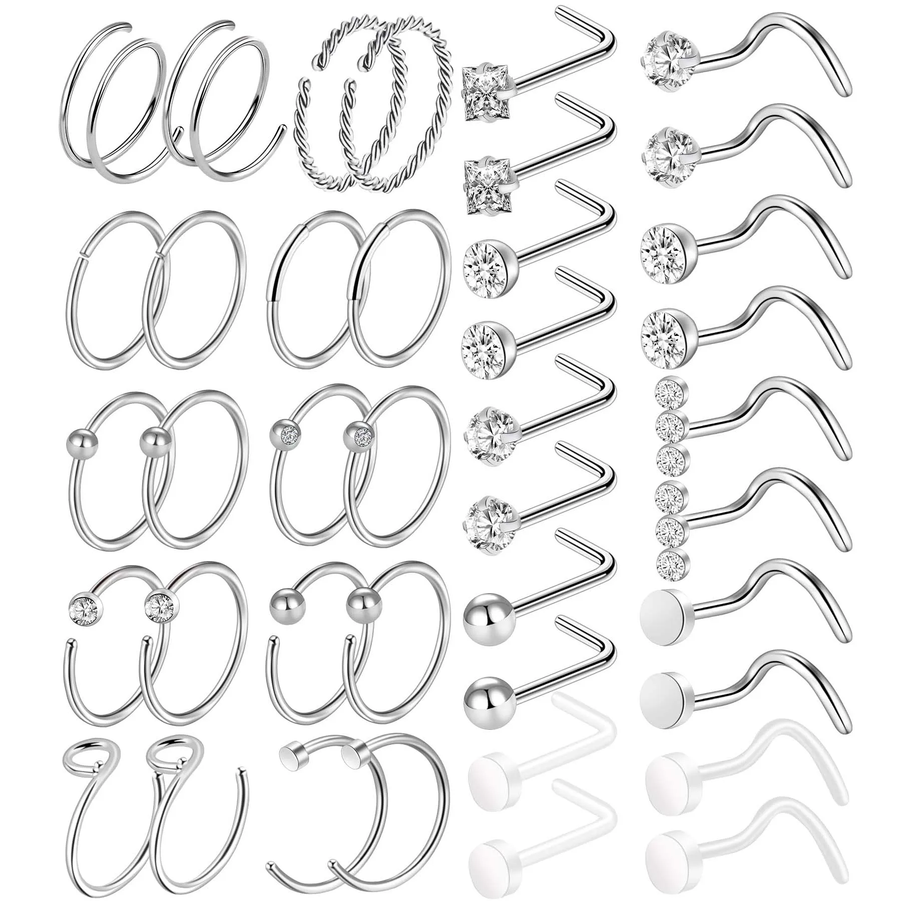 Кольца для носа гипоаллергенные из нержавеющей стали мужчин и женщин украшения