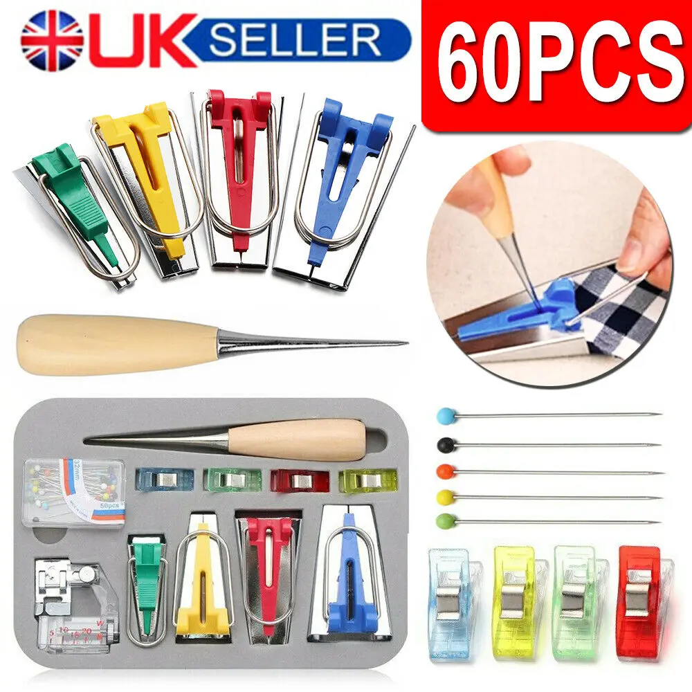 

Set Of 4 Size Fabric Bias Tape Makers Set 6MM 12MM 18MM 25MM Binding Tool Sewing Quilting