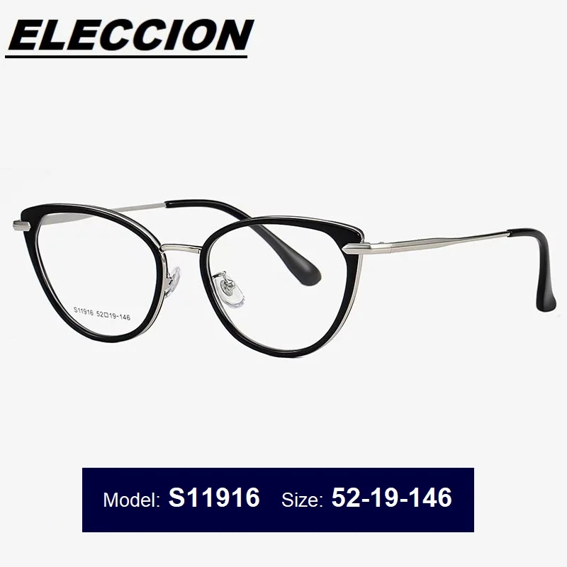 

ELECCION Round Cat Eye Glasses Frame Women Eyeglasses Frames Fashion Spectacles Prescription Eyewear Optical Eyeweaer