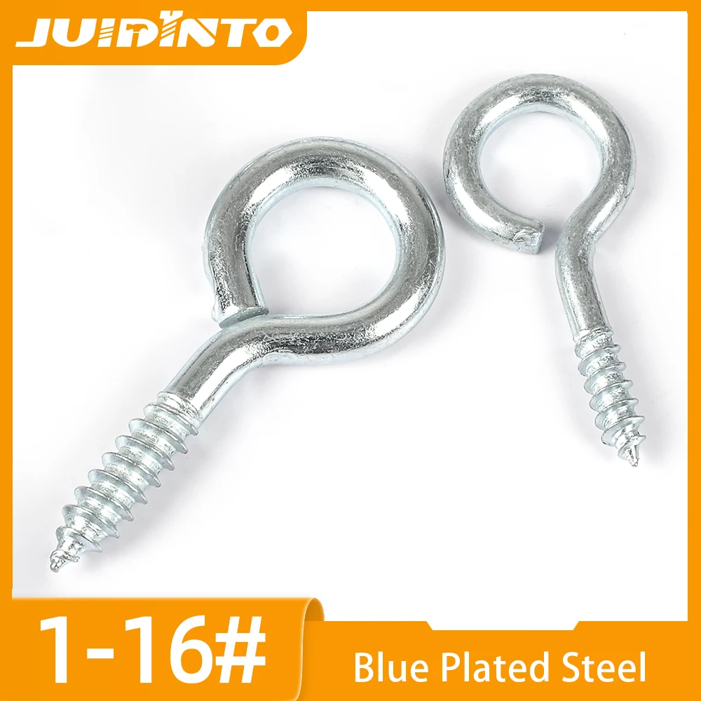 

JUIDINTO 5 ~ 30 шт. саморезы с овечьим глазком, винты с крючком 1 # 2 # 3 # 4 # 5 # 6 # 8 # 10 # 12 # 14 # 16 # Булавки для глаз, крючок, люверсы, винт