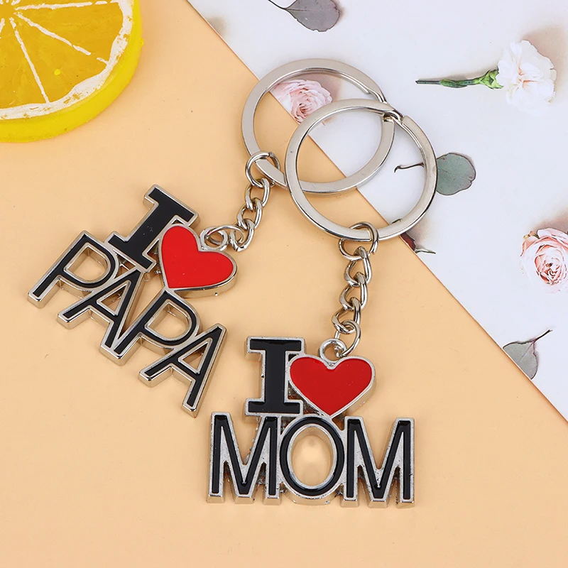 

1Pc Fashion Jewelry Mother Father 's Day Gift Valentine' s Gift I Love Dad Mom PaPa Mama Keychain Family MOM PAPA Keychain