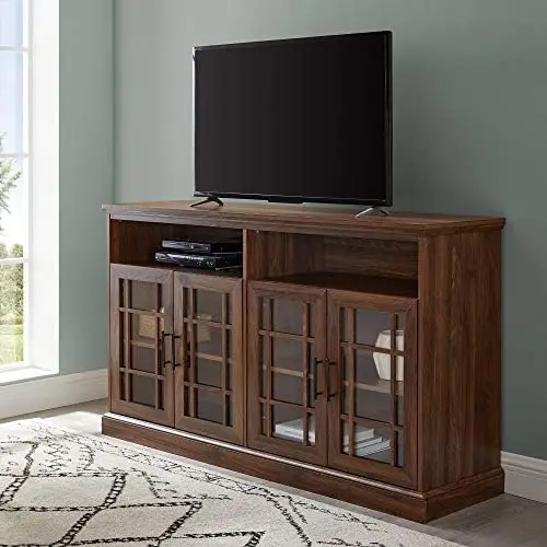 

Glass Door Universal TV Stand for TV's up to 64" Flat Screen Living Room Storage Cabinet Doors and Shelves Entertainment