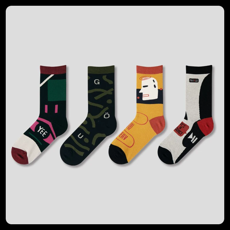 5 pairs of high-quality male and female socks personalized socks YEE series couple socks cotton socks men's socks women's socks