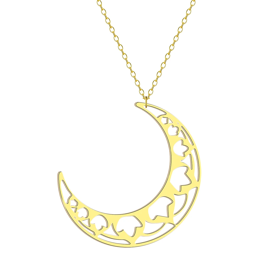 

Stainless Steel Hollow Moon Pendant Ladies Fashion Simple Necklace
