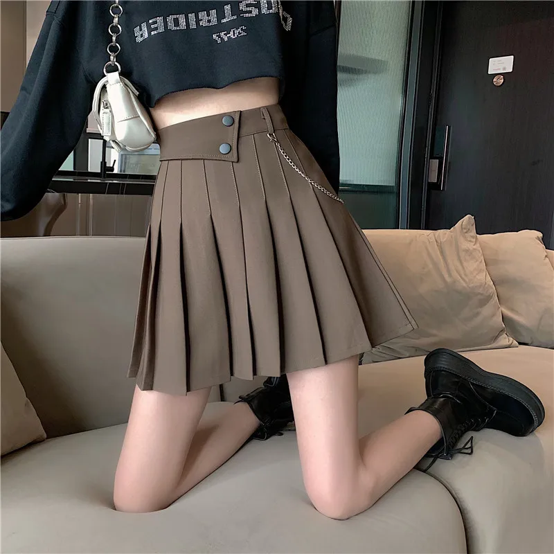 black denim skirt Fashion Ins Chic Irregular High Waist Design Mini Skirt Preppy Style Pleated Skirts Womens 2022 Spring A Line Jupe Femme red skirt