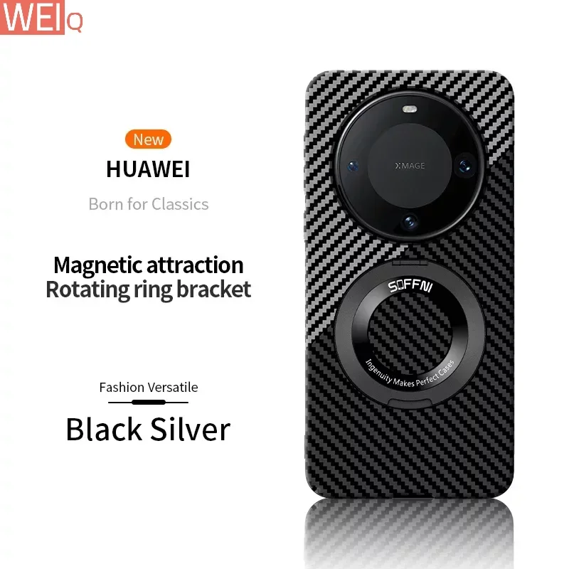 

Чехол для Huawei Mate 60 50 40 30 Pro Magsafe Ультратонкий матовый из углеродного волокна Беспроводная зарядка магнитное кольцо ударопрочный жесткий чехол
