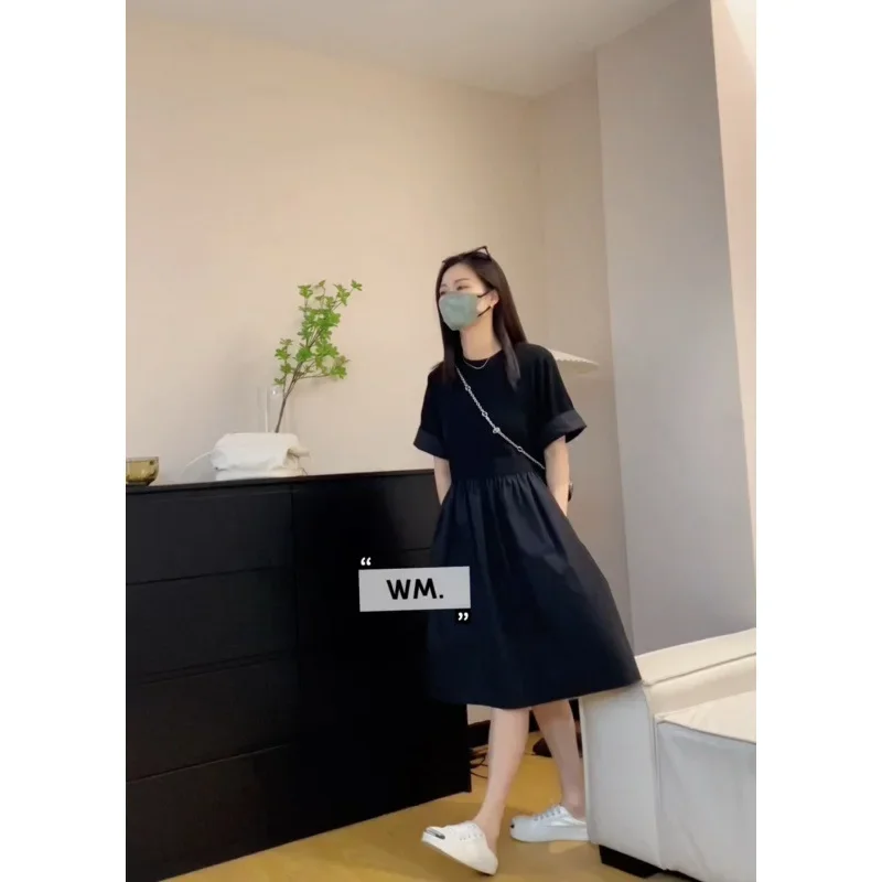 Повседневное платье трапециевидной формы с талией новинка 2024 женское летнее