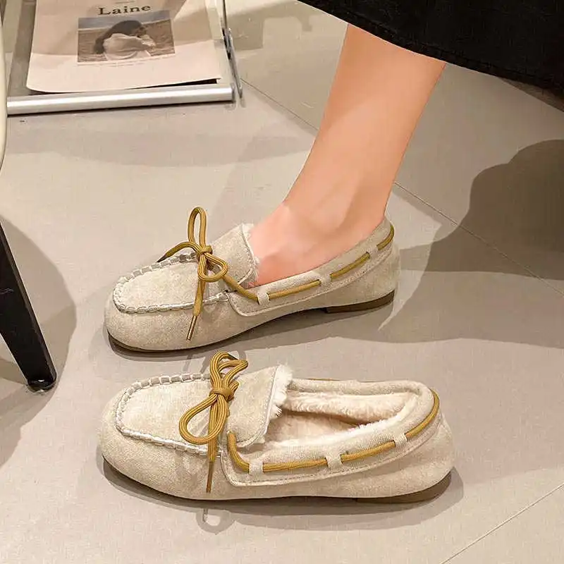 

Casual Woman Shoe Modis All-Match Soft Bow-Knot Round Toe New 2023 Driving Winter Butterfly Grandma Moccasin Leisure Butterfly-k