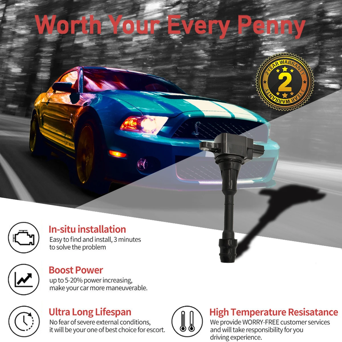 Фото 22433-8H315 224488H300 4PCS катушка зажигания совместима с NISSAN X-TRAIL ALTIMA SENTRA 224488H310 22448-8H311 22448-8H314 №2