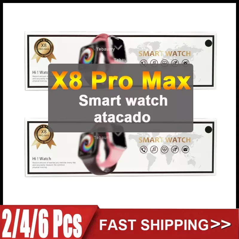 

Смарт-часы X8 Pro Max для мужчин и женщин, спортивные умные часы с фитнес-трекером, Bluetooth, звонки, наручные часы, 4 шт., 6 шт., оптовая продажа