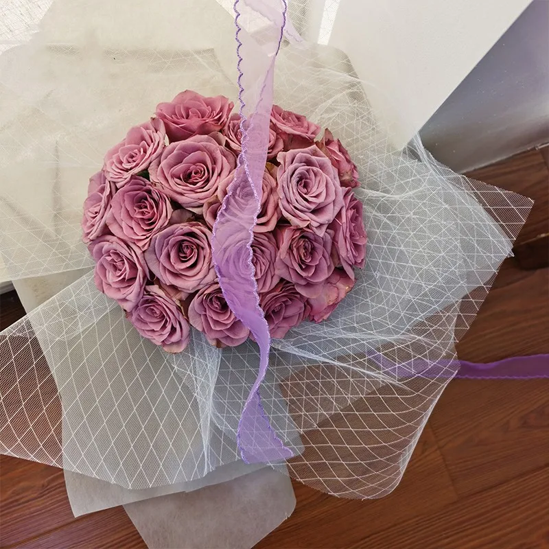 

50cm X 4.5m Flower Art Mesh Flower Shop rollYarn Valentine's Day Bouquet Lining Packaging Mesh nets Grid Floral Decoration Gauze