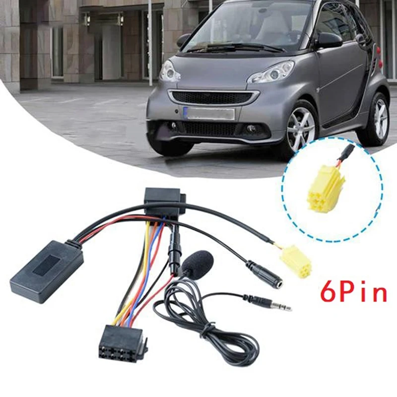 

6Pin MIC Handsfree AUX Cable Audio Bluetooth Adapter For 159 500 LANCIA Musa Smart Fortwo 451