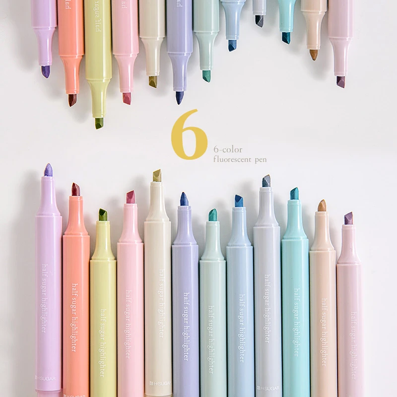 

6 Color Large-capacity Highlighter Set for Drawing Attention School Supplies Journaling