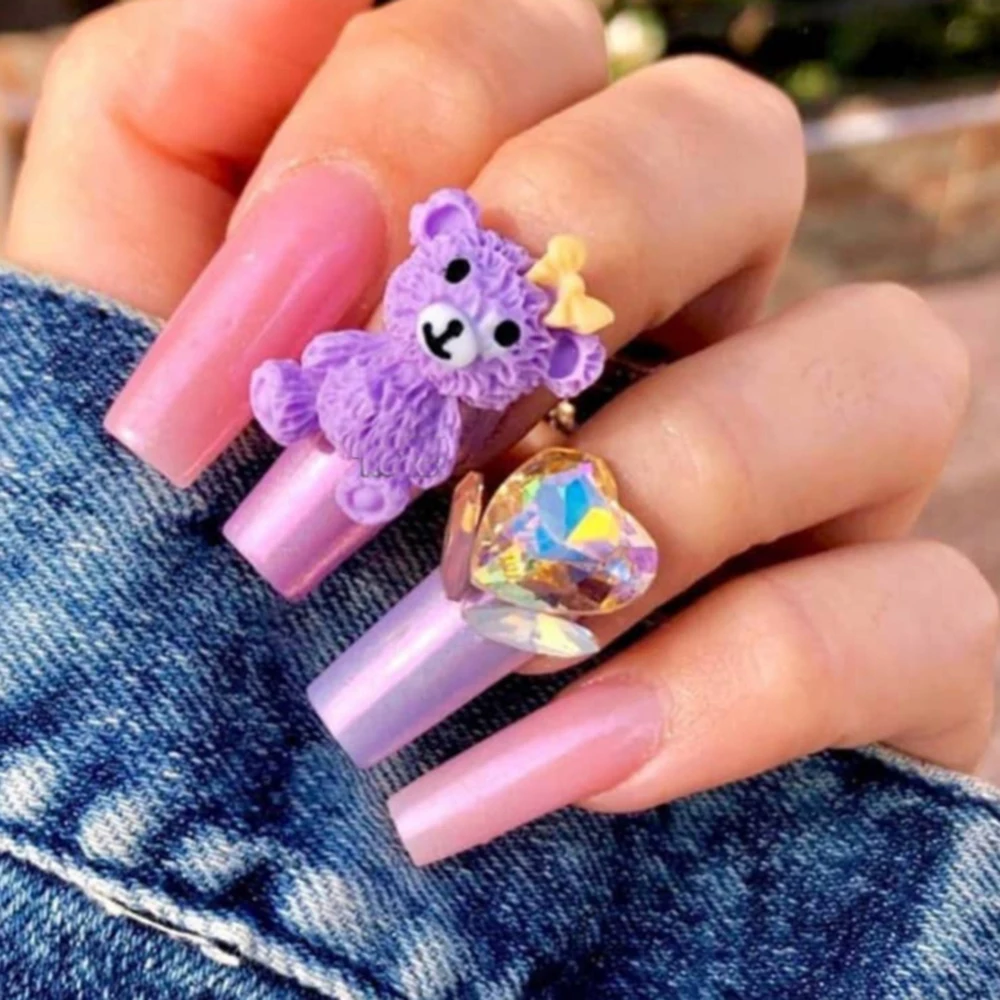 

50 pieces Kawaii Nail Charms 3D Resin Supplies for Professionals Nail charms Nails art Aesthetic Rhinestones Decoration Luxury