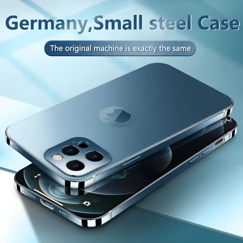 

Чехол для iPhone 12 Pro Max из нержавеющей стали с металлической рамкой, протектор для объектива камеры, твердая акриловая защитная накладка на зад...
