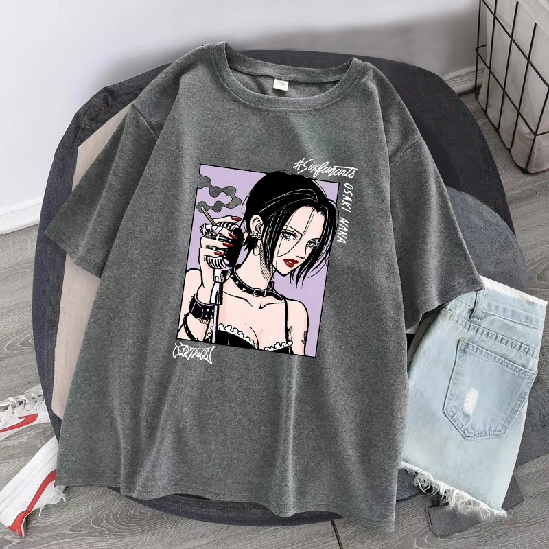 Футболка женская с японским аниме топ рисунком бабушки Осаки в стиле Харадзюку