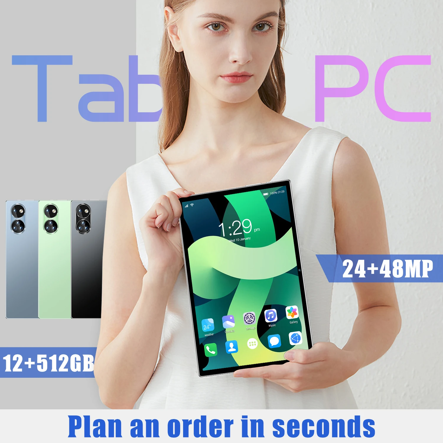 

2023 10.1 Inch Android12 TabletPC 12GB 512GB 8000mAh Tourist Camera 48MP 5G Network MTK6797 Blootooth5.0 Touch Screen Original