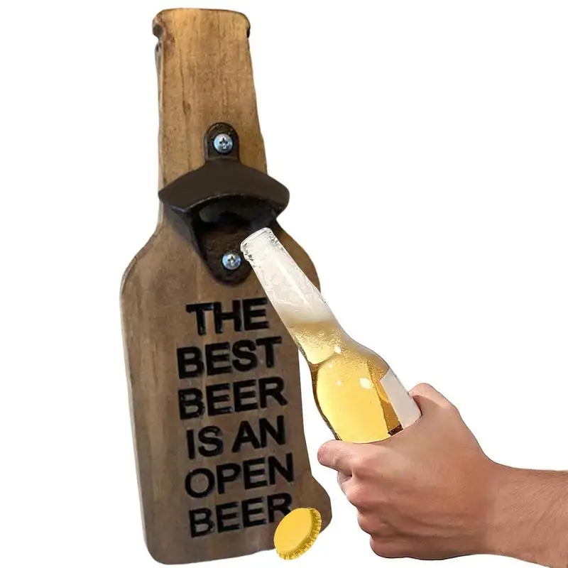 

Пивной Бадди, открывалка для банок, открывалка для слабых рук, настенный деревянный пивной бочонок в форме бутылки, открывалка для банок для дома, паба, улицы