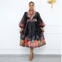 s 5xl african dresses for women summer african women v neck printing plus size dress african clothes women