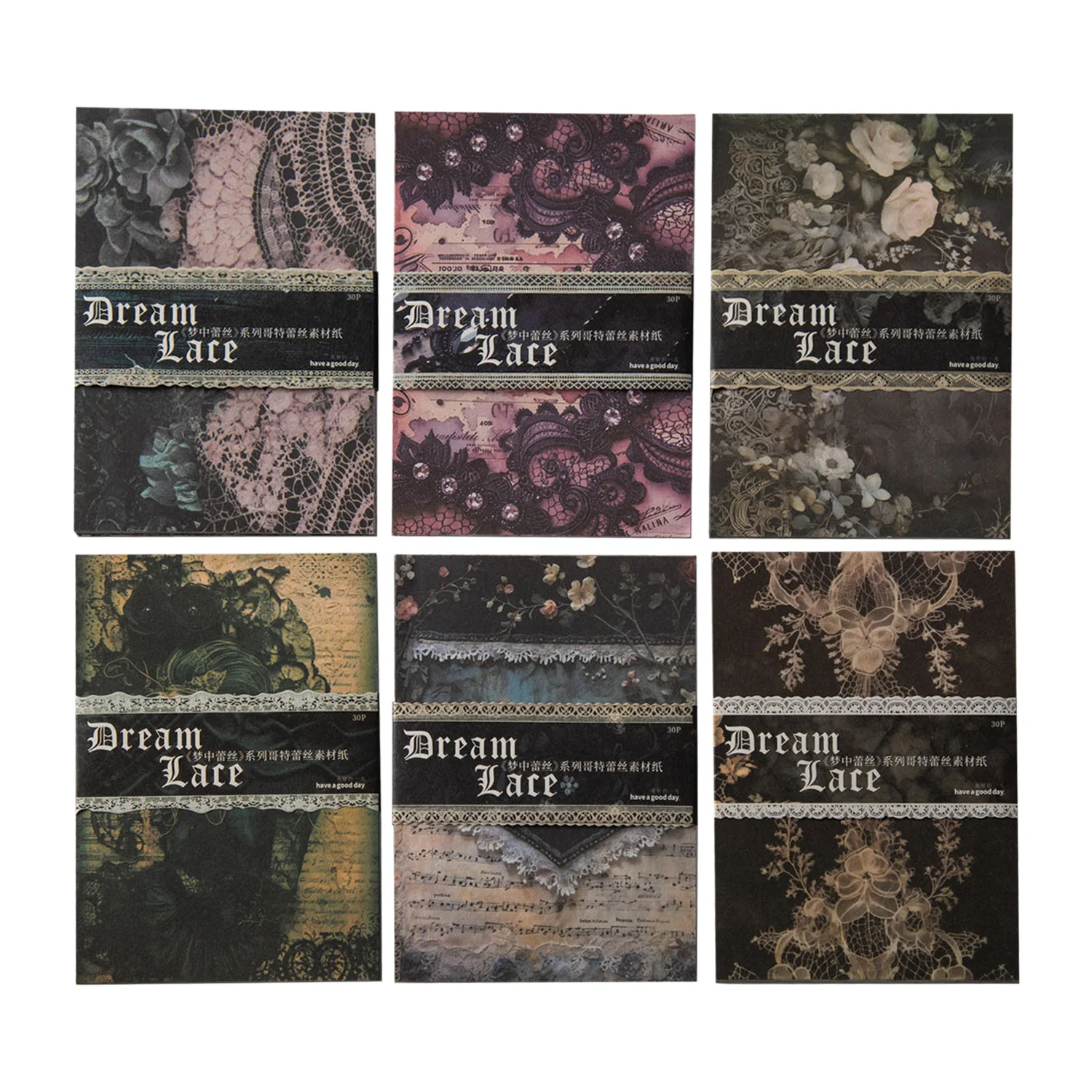 30 шт. блокноты материал бумага кружевной дневник мечты карты для скрапбукинга