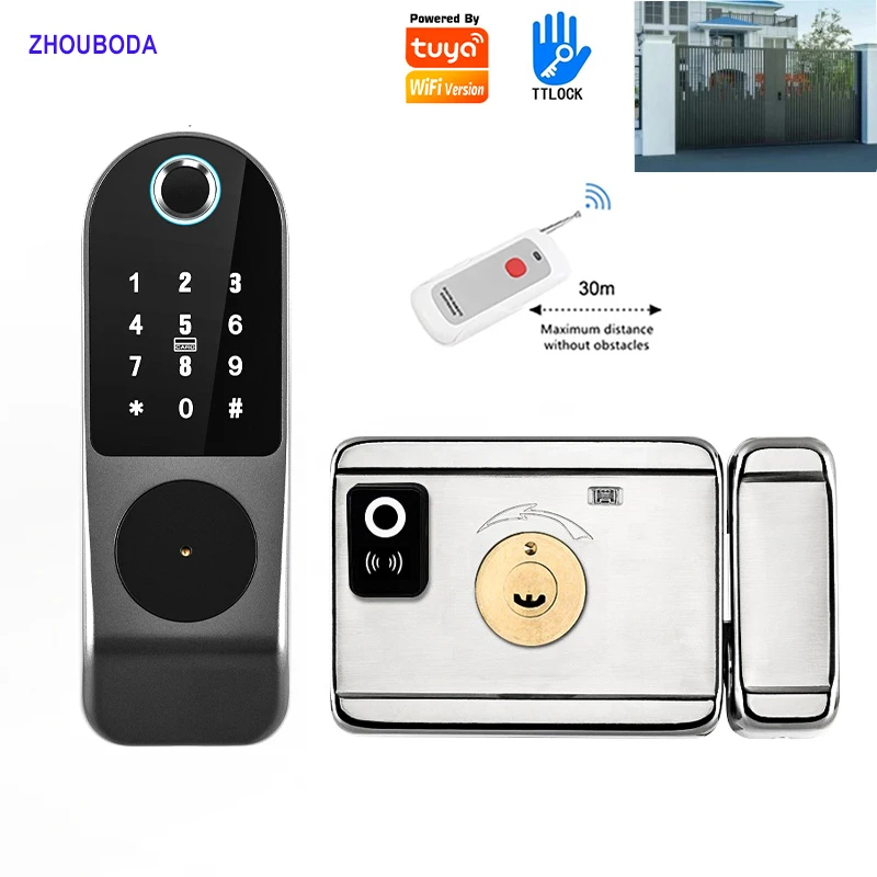 

Tuya Wifi Smart Door Lock TTlock Double Fingerprint Lock Password/IC Card/Key/APP Unlock Keyless Entry for Home Electronic Lock