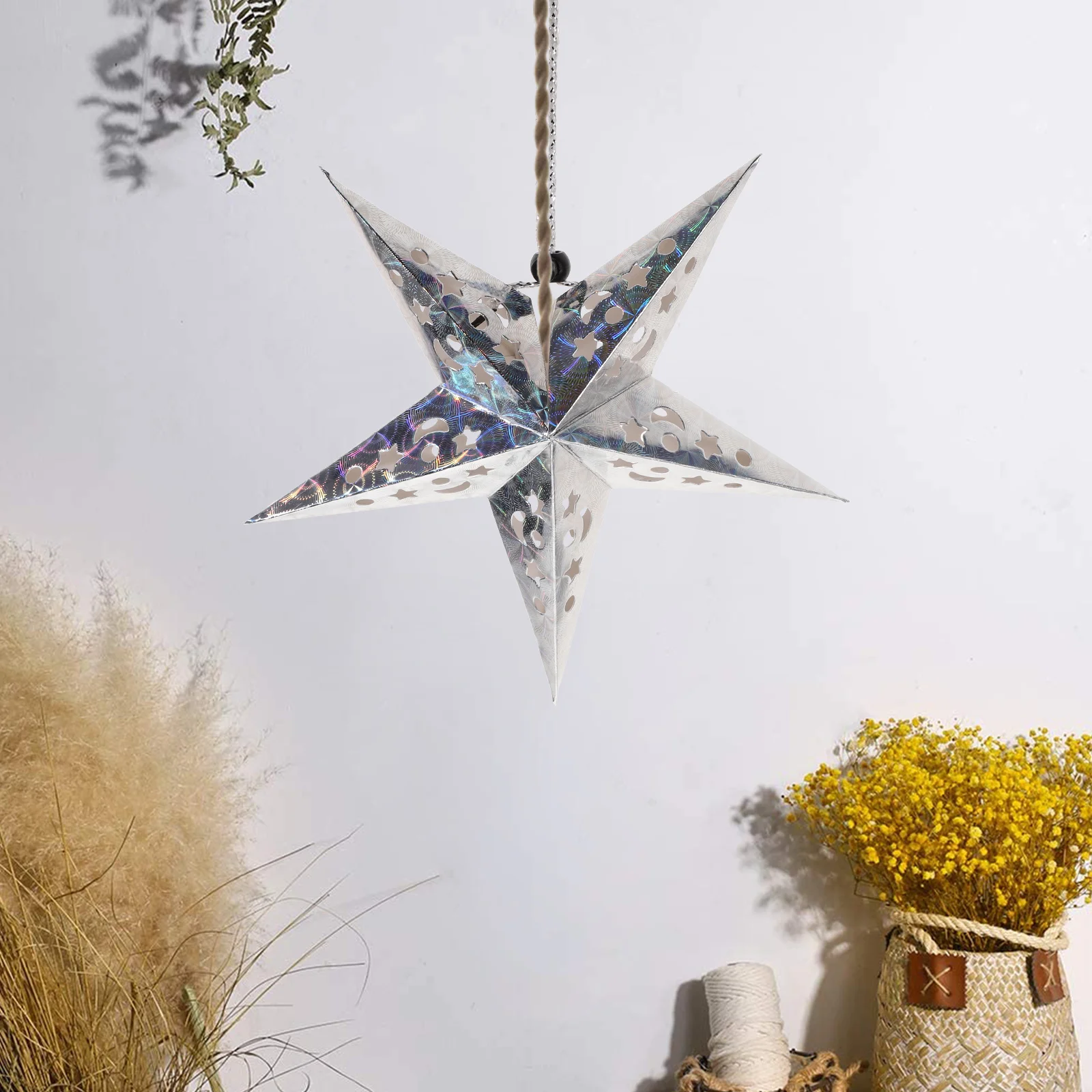 

Star Paper Lampshade Lantern Hanging Lamp Christmas Light Ceiling 3D Shade Wedding Decorations Party Ornament Pentagram Hollow