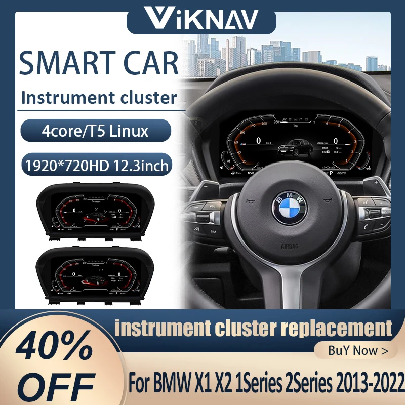 

ViKNAV кластер инструментов для замены для BMW X1 X2 1 серии 2 серии 2013-2022 Linux 12,3 дюймовый цифровой спидометр для автомобиля