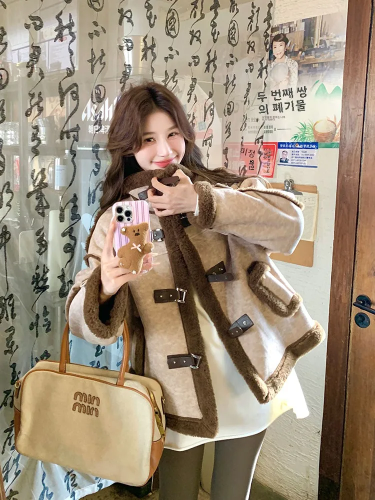 Maillard Лоскутная меховая верхняя одежда из овечьей шерсти новинка 2024 женская