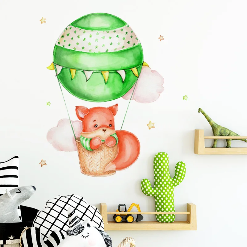 Милый воздушный шар мультфильм лиса Дизайн Наклейка на стену для гостиной