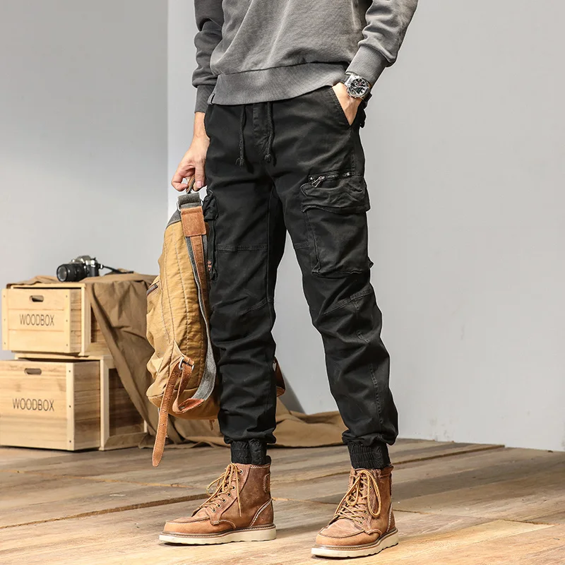 CAAYU Joggers Cargo Pants Men Casual Y2k MultiPocket Male Trousers Sweatpants Streetwear Techwear Tactical Track Black Pants Men images - 6