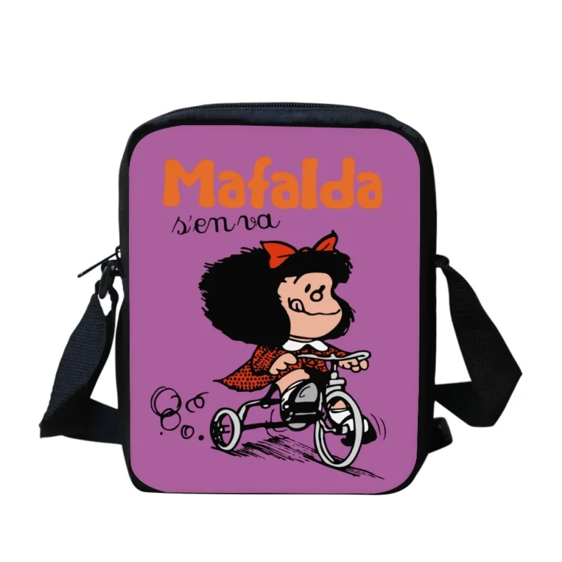 

2023 Мультяшные сумки Mafalda с 3D рисунком для подростков, сумка-мессенджер, повседневная сумка через плечо для девочек и мальчиков, Студенческая сумка через плечо