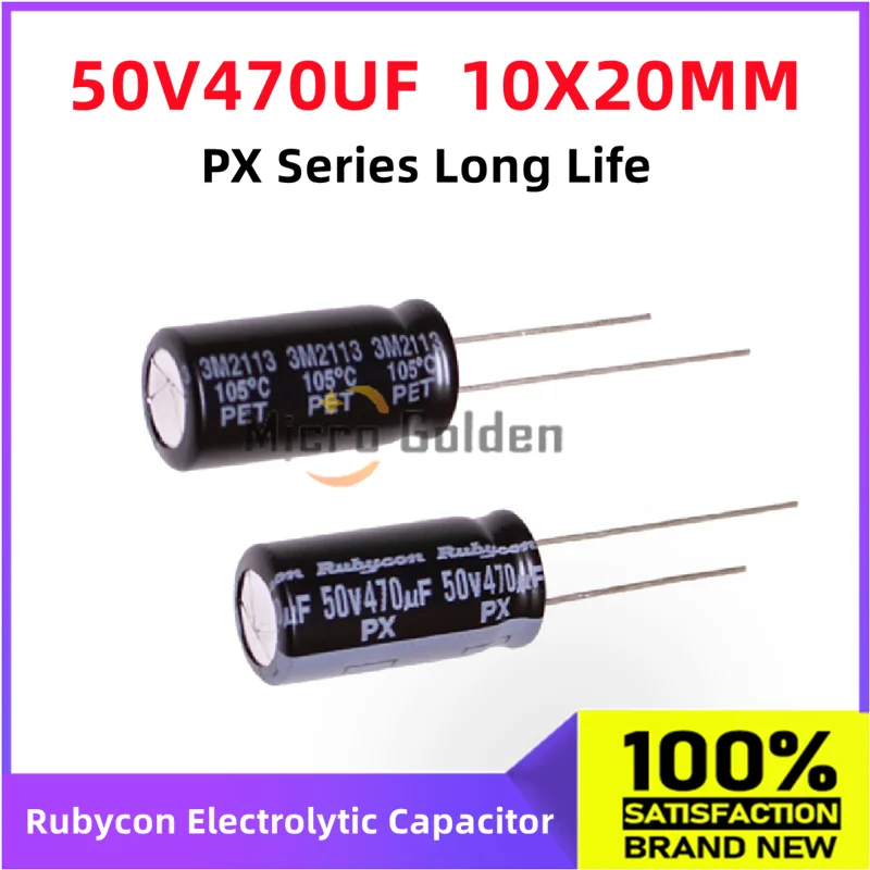 

(10pcs) Rubycon Imported Electrolytic Capacitor 50V470UF 10X20MM Japanese Ruby PX Series Long Life Capacitance 470UF 50V