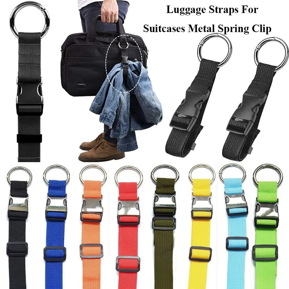 

Nylon Adjustable Luggage Straps New 25*160mm Wheelbarrow Wear Metal Spring Clip 10 Colors Carry On Bags Suitcases Straps