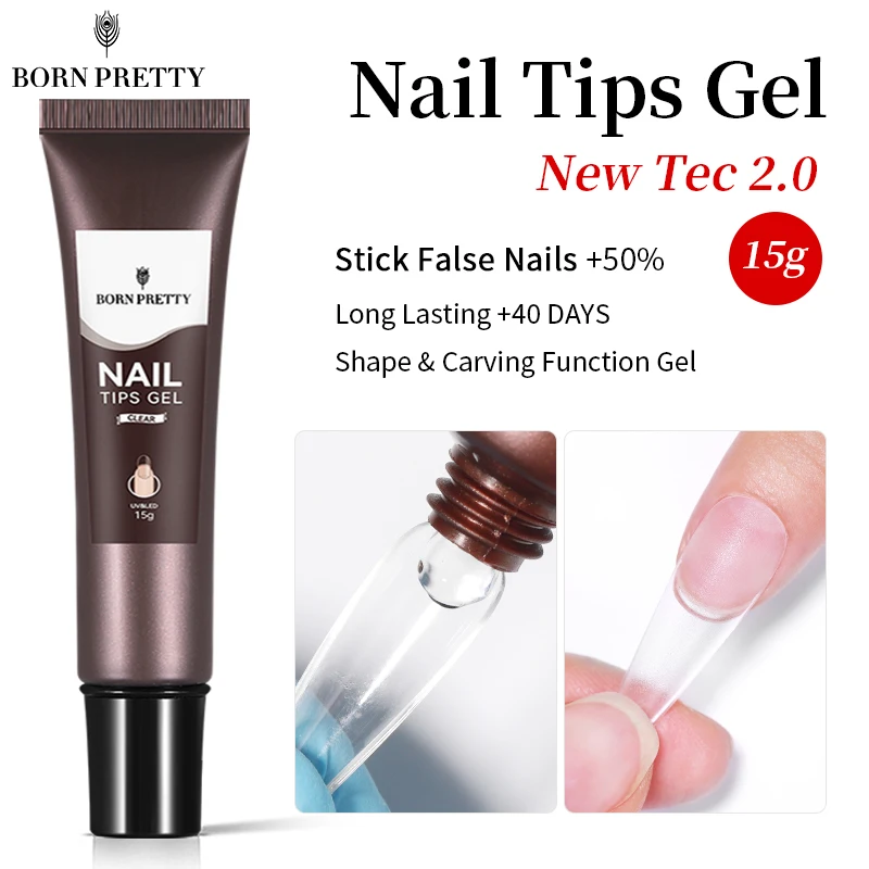 BORN PRETTY 15g New Tec Nail Tips Gel Transparent Nail Gel Soak Off UV LED Nail Art Gel Varnish Function Gel Nail Extension Gel