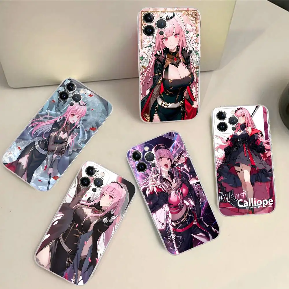 Фото Противоударный силиконовый прозрачный чехол Mori Calliope Anime для iPhone 17 16 15 14 13 12 11 Mini Pro Max Plus №4