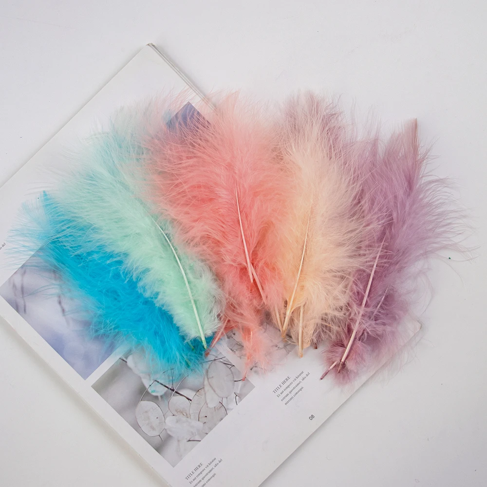 

Natural 4-6inches Turkey Feather for Crafts Quality Fluffy Marabou Plumas Diy Jewelry Headdress Handicraft Decor Accessory 50pcs