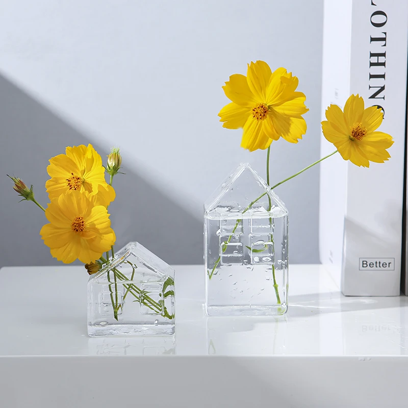 

Glass Vase Home Decor Small Flower Vase Wedding Decoration Clear Flower Pot Modern Cute Mini Home Decoration Accessories