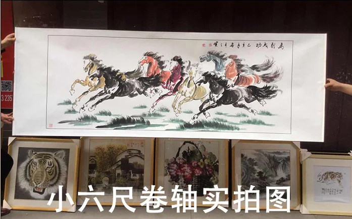 

180CM large 100% Handpainted ART Success 8 horses painting HOME Company hall Lobby Vestibule WALL Decorative FENG SHUI painting