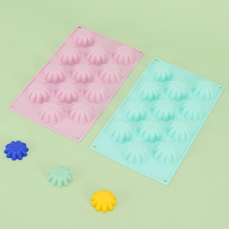 

12 Hole Small Cake Baking Silicone Mold Flower Shape Muffin Cup Tart Bread Biscuit Pudding Pastry Bakeware Kitchen Accessories