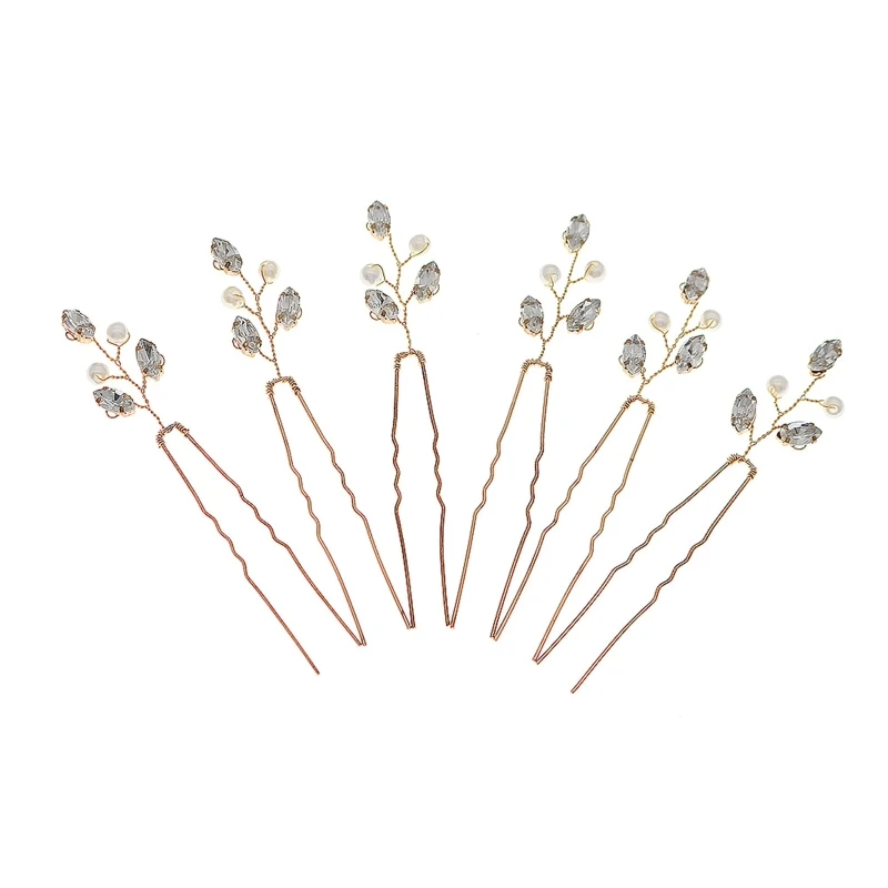 

Mini Bridal Hair Pins Pearl Crystal Hair Accessory for Women and Girls 6 Pieces