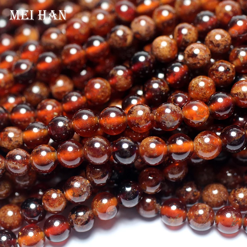 Натуральные бусины из камня Spessartine граната диаметром 6 мм для дизайна ювелирных