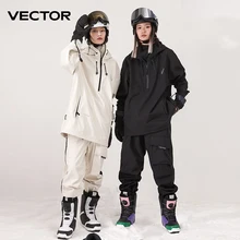 Men Women Solid Color Ski Jacket Ski Pants Warm Windproof Winter Overalls Hoodie Waterproof Outdoor Sports Clothing Snowboard