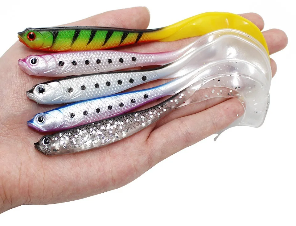 

4pcs Jigging Wobblers Fishing Lure 11.5cm 6.1g Shad T-tail Soft Bait Aritificial Silicone Lures Bass Pike Fishing Tackle Vobler