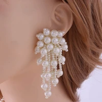 pearl earrings for women fashion exquisite jewelry gift wholesale pearl tassel earrings boho dangle earrings